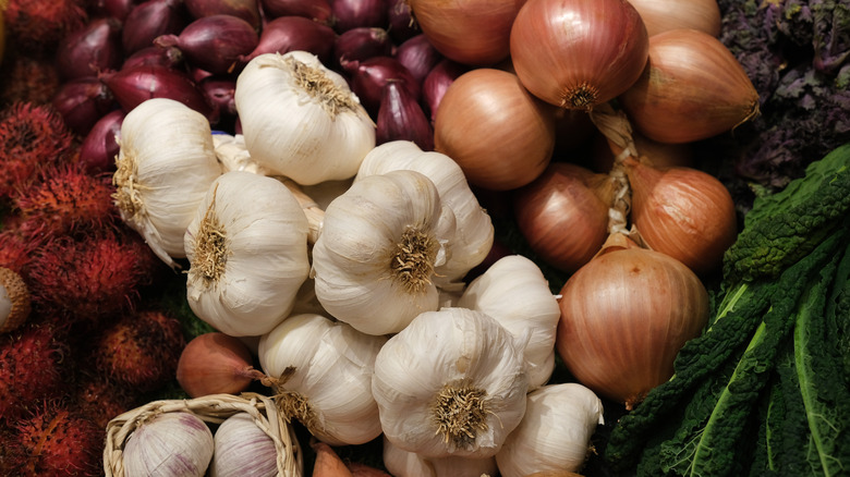 Onions garlic and shallots