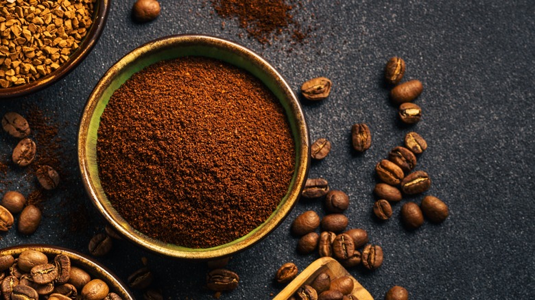 coffee grounds in bowl