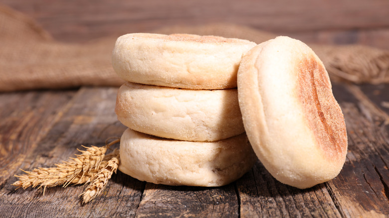 Stacked English muffins