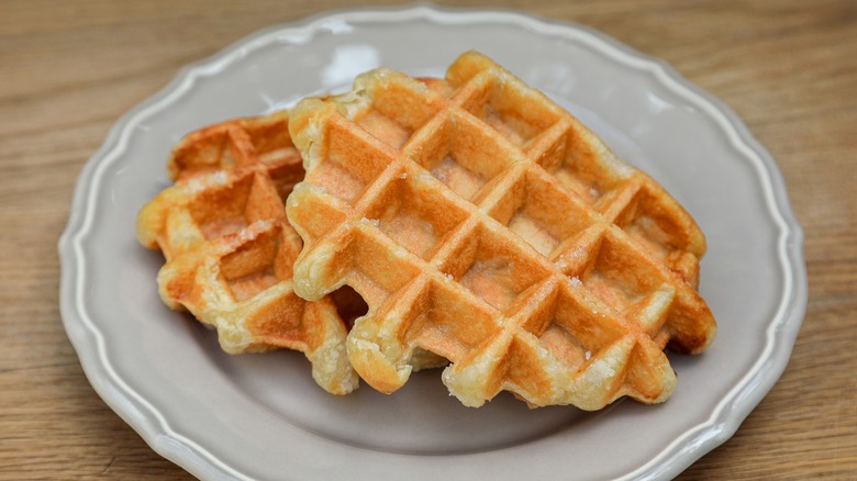 Two waffles on a plate