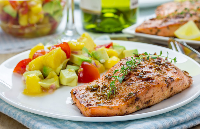 Salmon With Chesapeake Corn, Tomato, and Avocado Salad