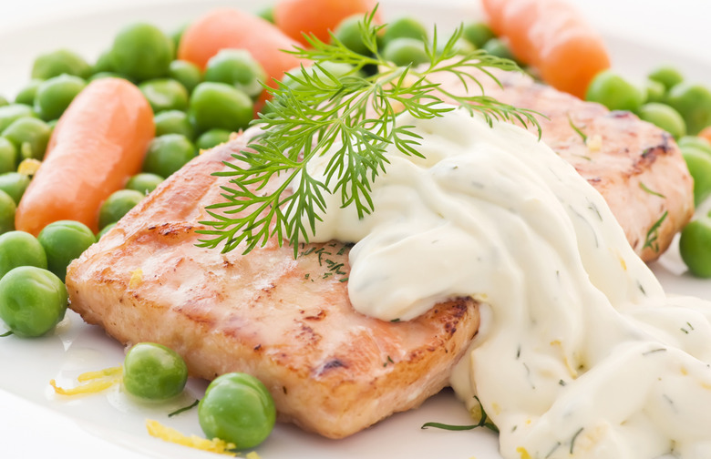 Chilled Poached Salmon Salad with Honey-Yogurt Dressing