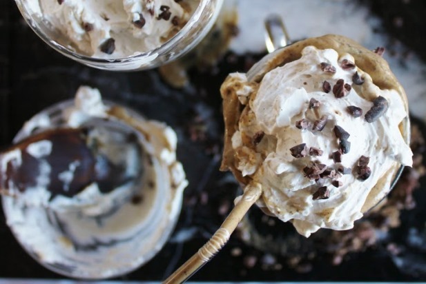 Avocado Banana Chocolate Milkshakes with Vanilla Bean Coconut Cream