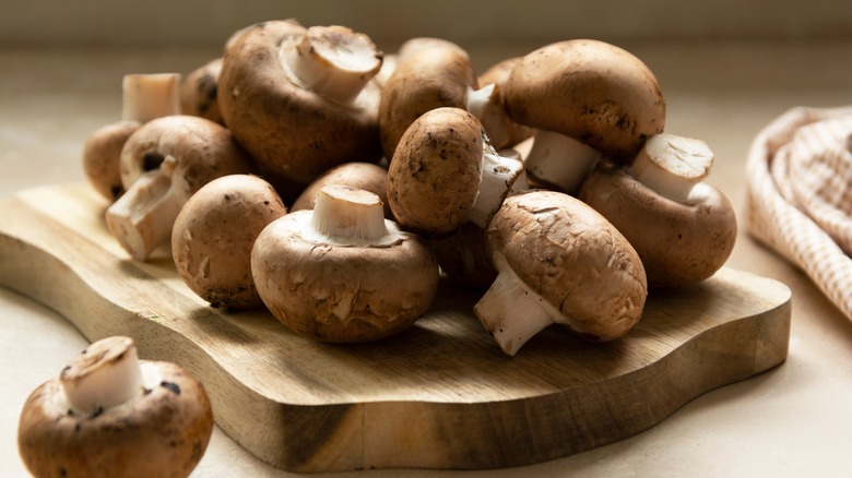 Mushrooms on a cutting board