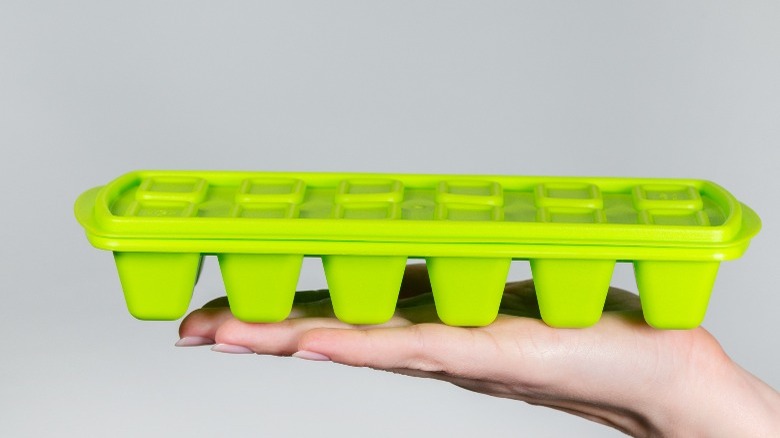 Bright green ice cube tray