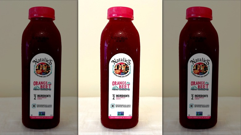 Deep red orange beet juice