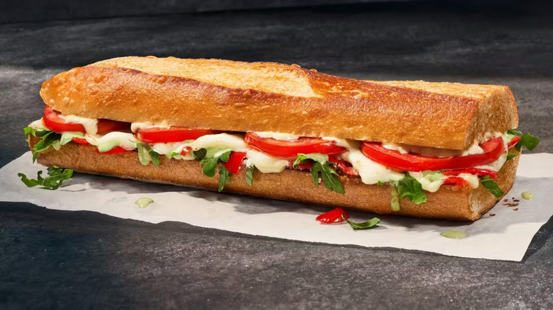 tomato mozzarella basil sandwich