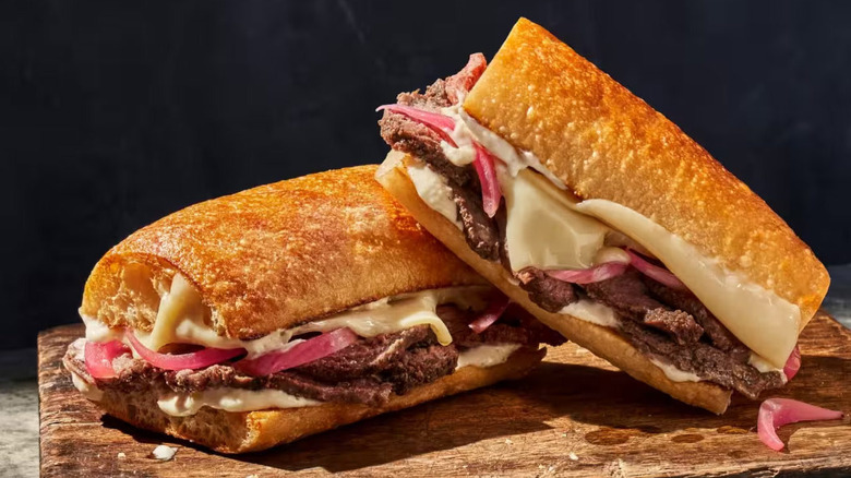 melty cheese and steak sandwich