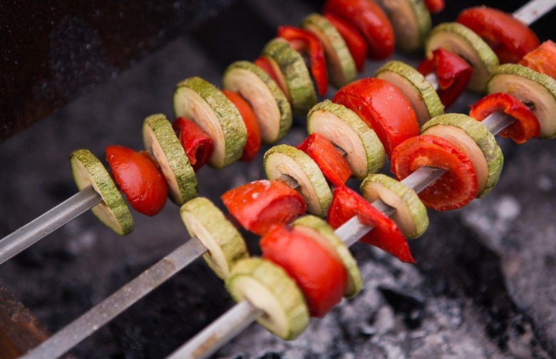 Grilled Garlic and Summer Squash Skewers With Chimichurri