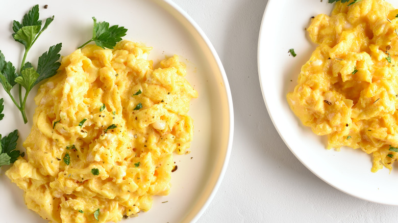 two plates of eggs