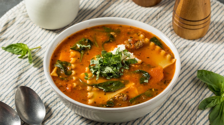 Bowl of lasagna soup