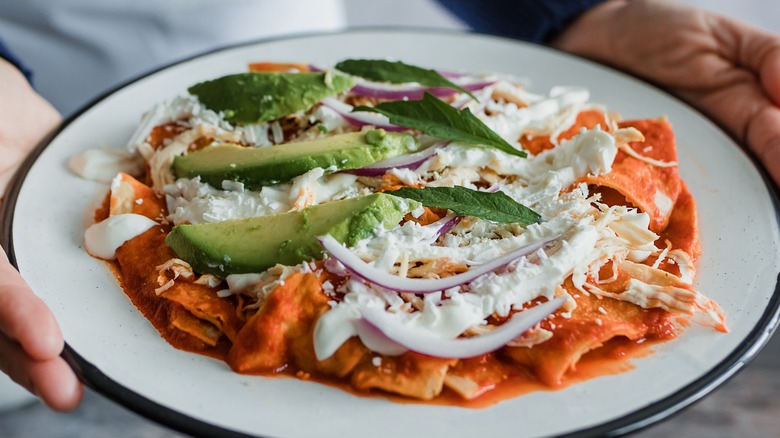 chilaquiles with avocado