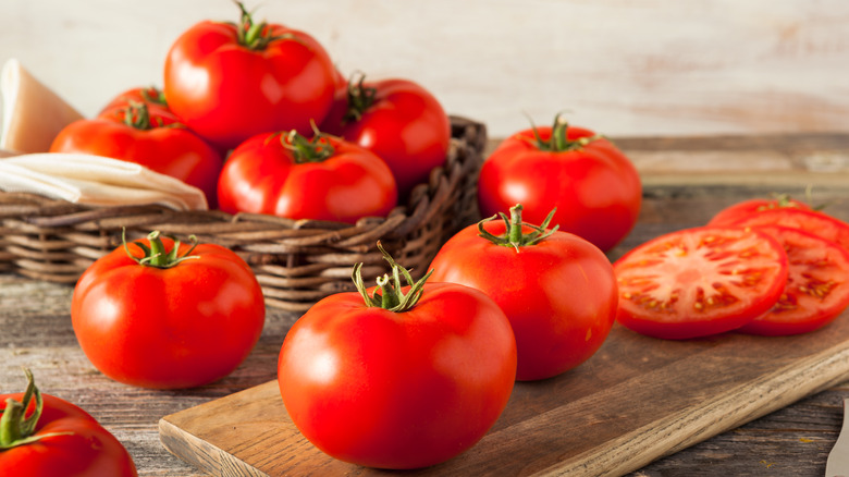 sliced and whole beefsteak tomatoes