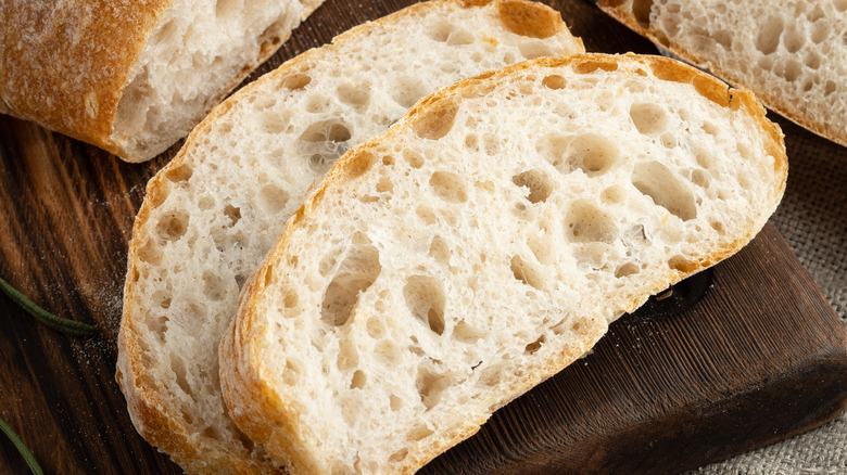 Sliced ciabatta bread