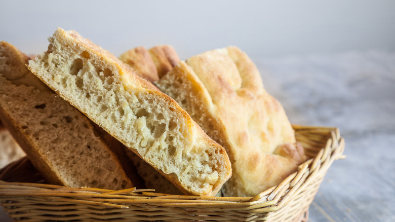 Focaccia bread in basket