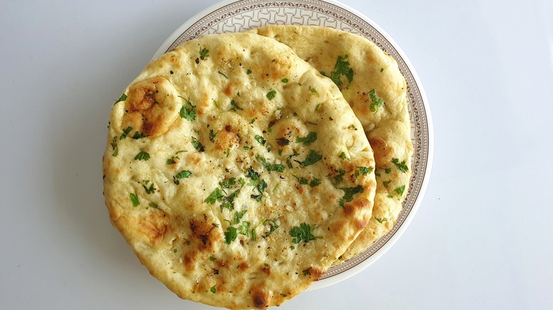 Naan bread on plate