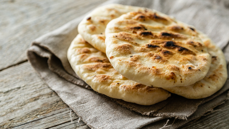 Pita rounds on table