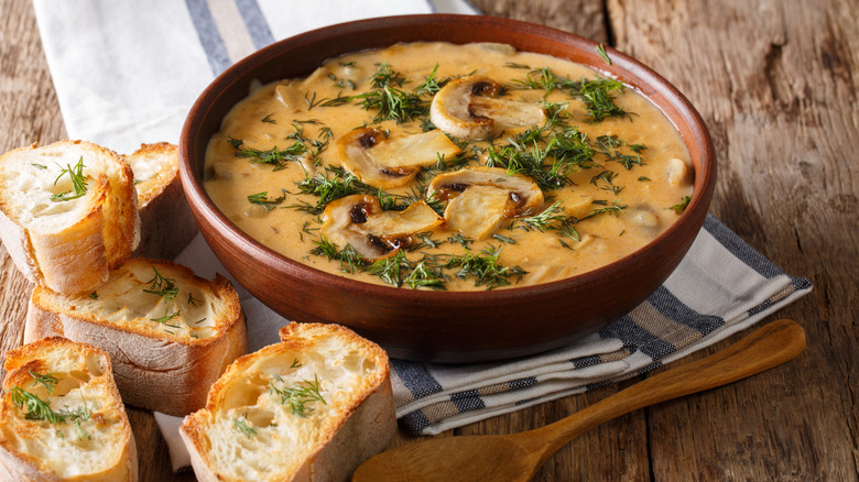 Bowl of Hungarian mushroom soup