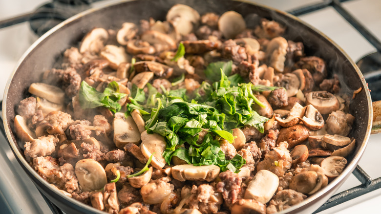 Boscaiola sauce in pan 