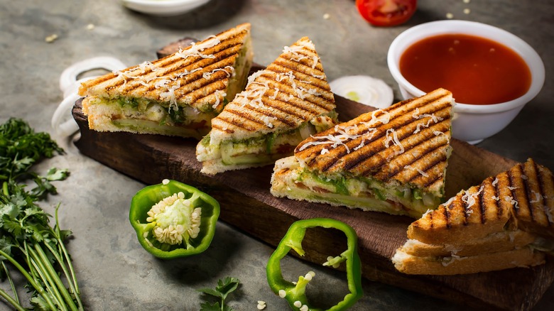 Panini press sandwiches