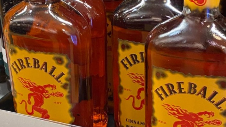 Fireball bottles on a shelf