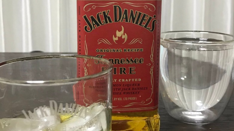 A glass of Jack Daniel's Tennessee Fire