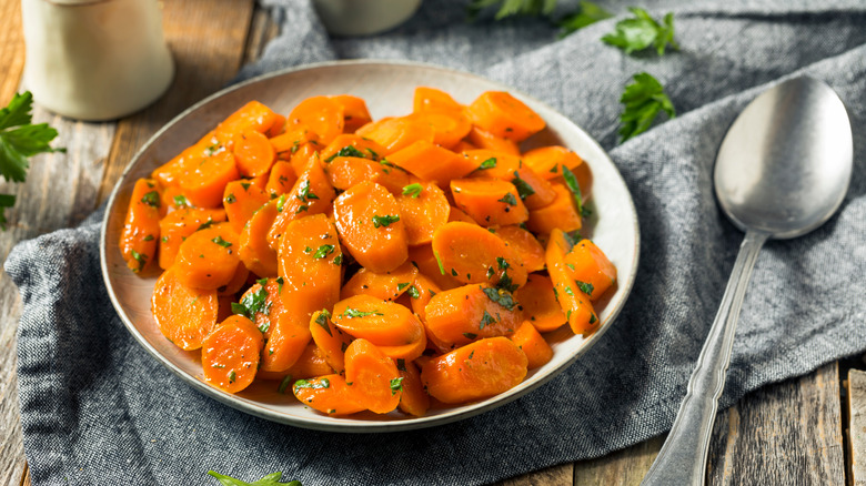 Butter glazed carrots on plate