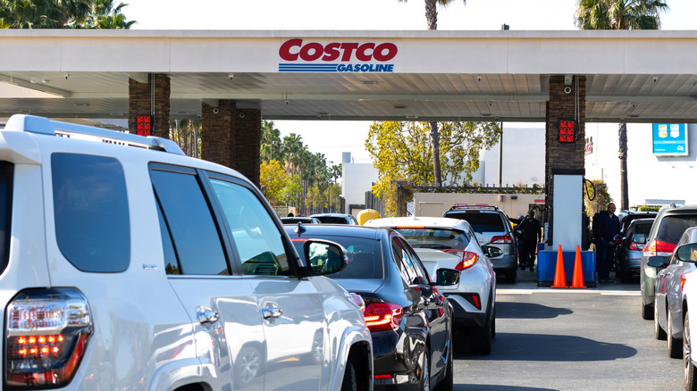 Costco gas station packed with vehicles