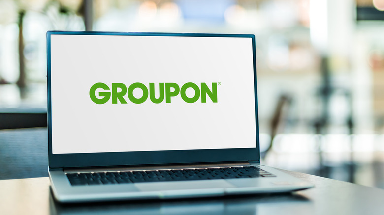 computer with Groupon logo