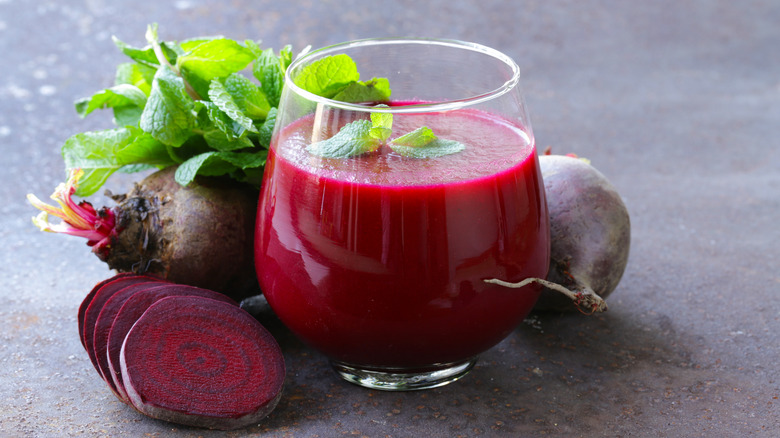 Beets and beet juice in glass