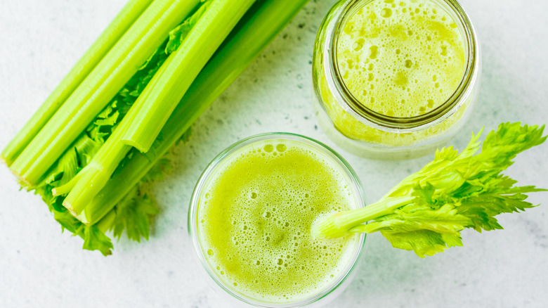 Celery juice and fresh celery