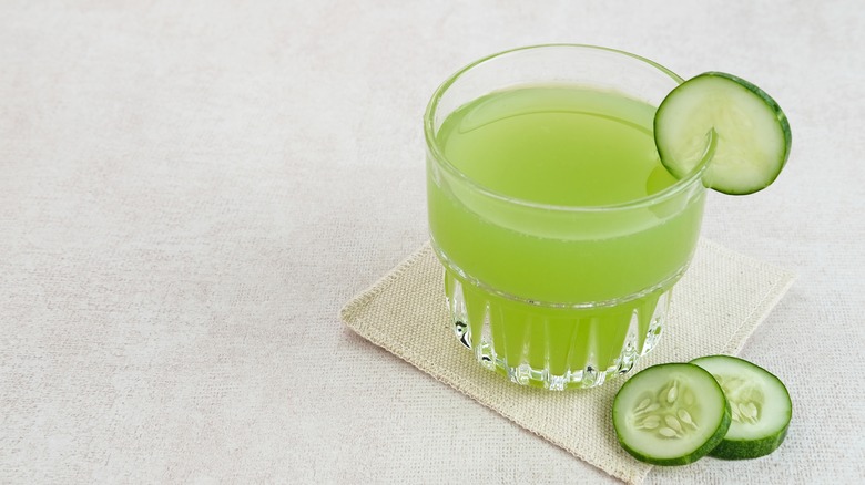 Cucumber juice in glass 