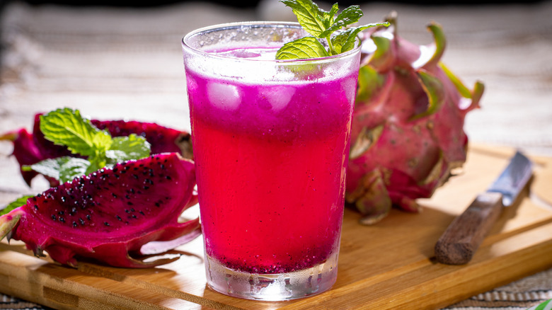 Dragon fruit juice on board