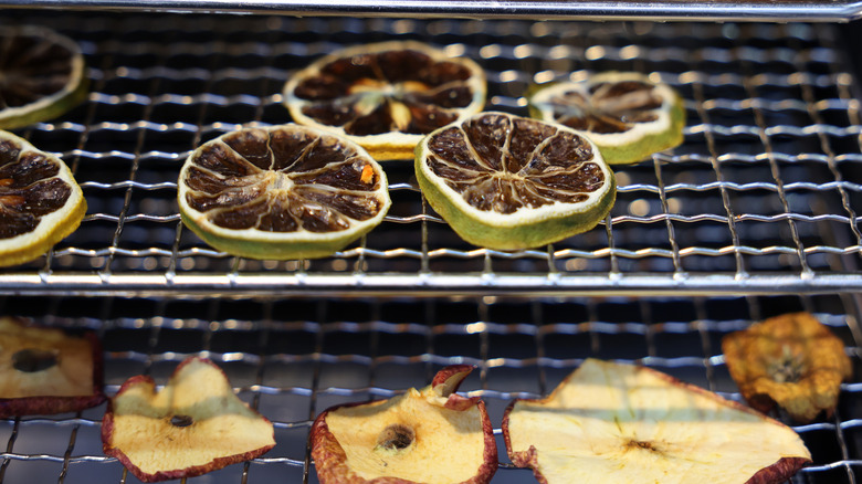 Fruit inside food dehydrator