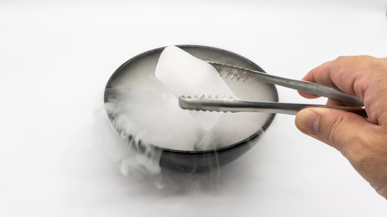 Dry ice in bowl