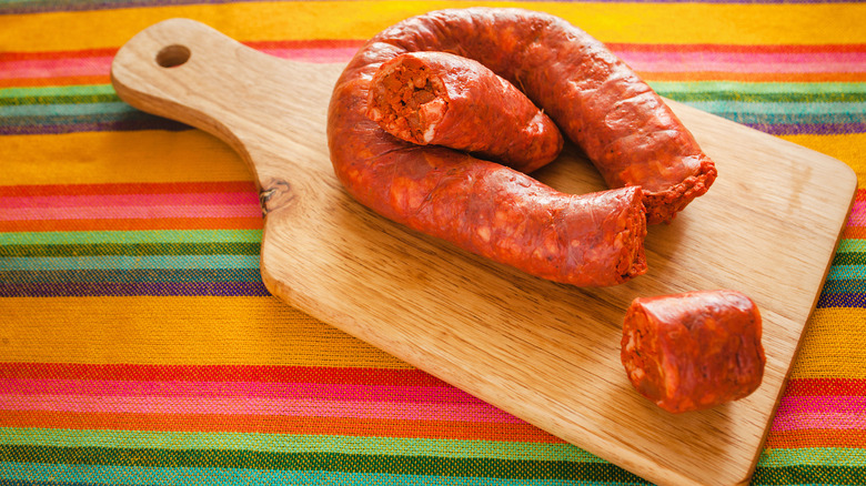 Mexican chorizo on cutting board