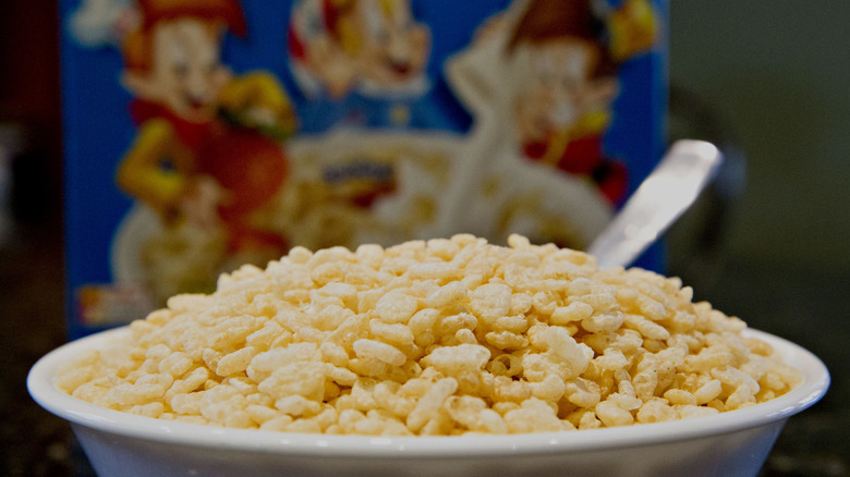 Bowl of Rice Krispies cereal