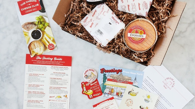 Murray's cheese subscription box with cheeses and literature