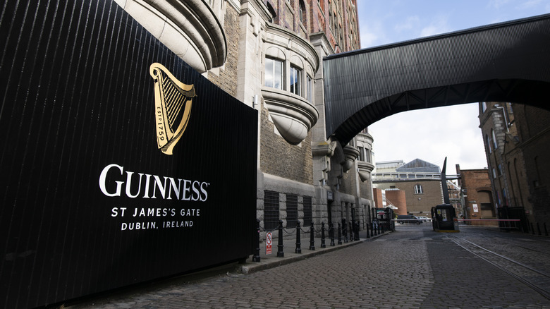 Guinness harp logo on building