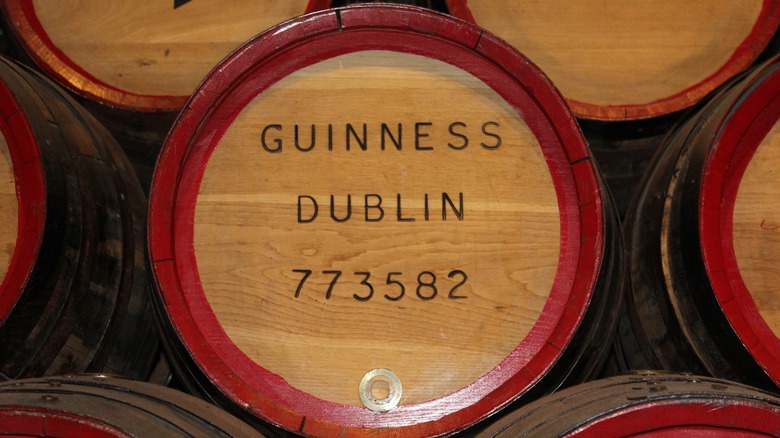 barrel of Guinness at a brewery