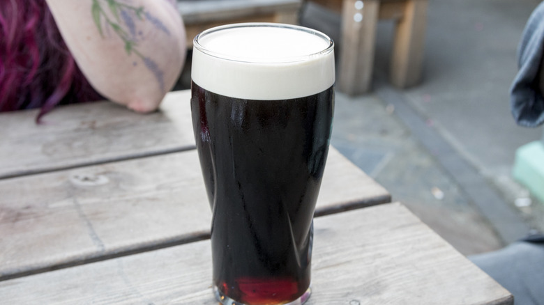 glass of Guinness with foam