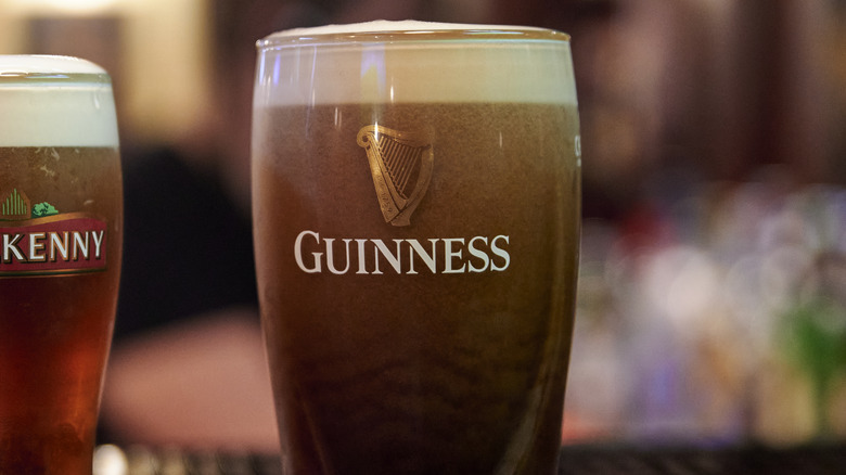 two glasses of Guinness