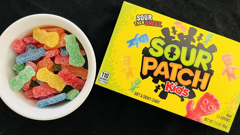 sour gummy candy with box