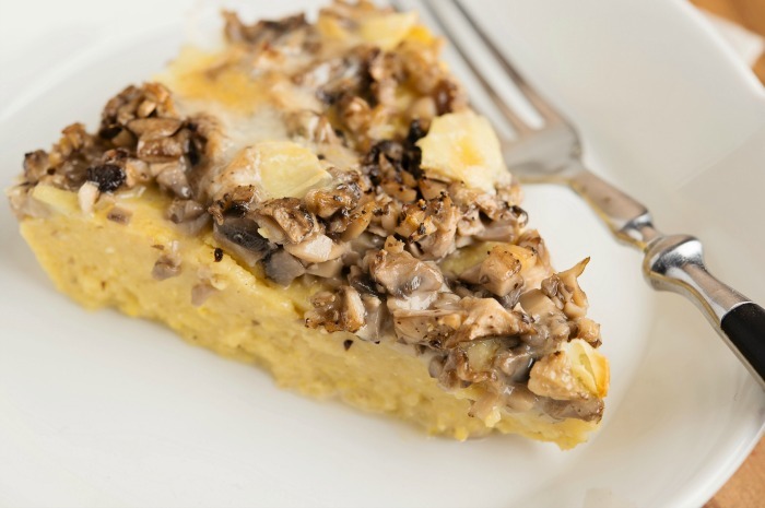 Mushroom and Robiola Cheese Polenta Pie