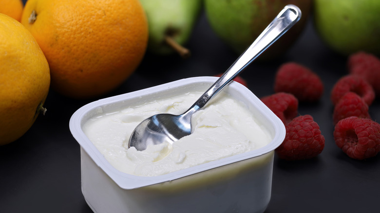 Fruit behind cream cheese