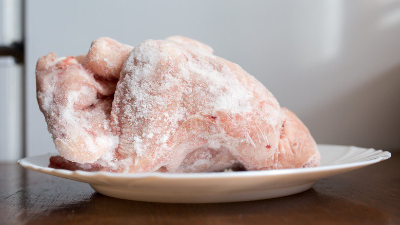 frozen chicken on plate