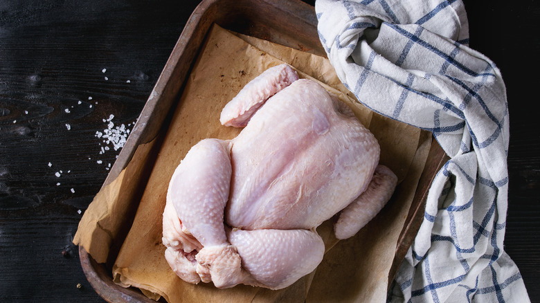 chicken next to dish towel