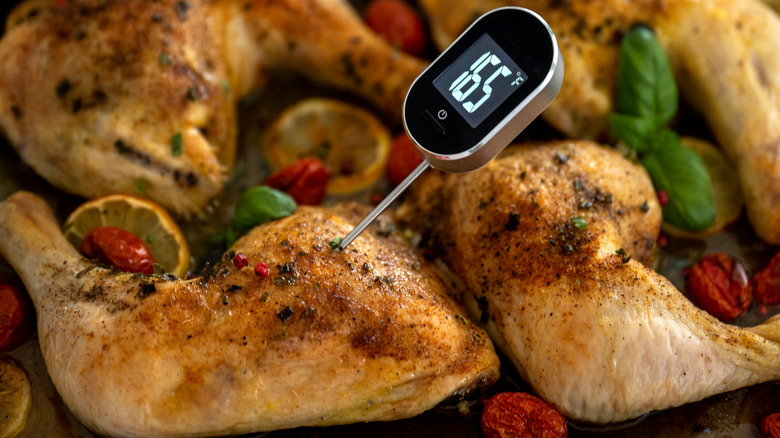 meat thermometer in chicken