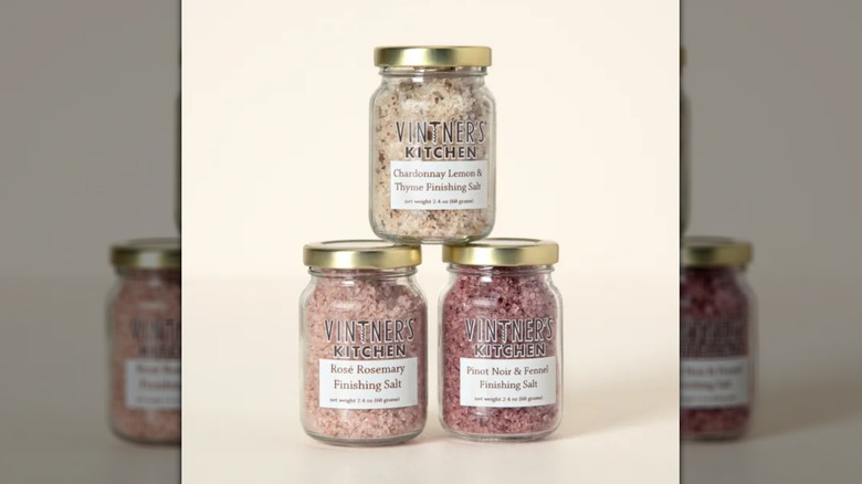 Wine-infused salts in a stack