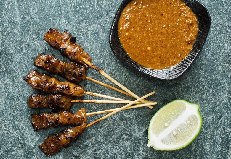 Chicken Satay with Pumpkin-Peanut Sauce